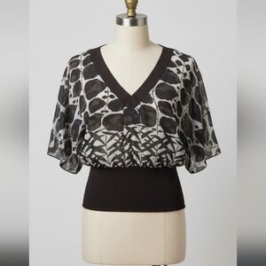 Ann Taylor Sheer Black and Gray Blouse